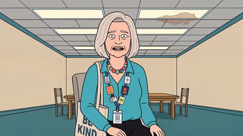 Linda at her desk in the bullpen
